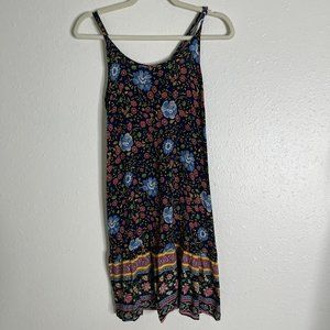 Quearal Sleeveless Floral Print cottons stretch Dress With Pockets Size Small